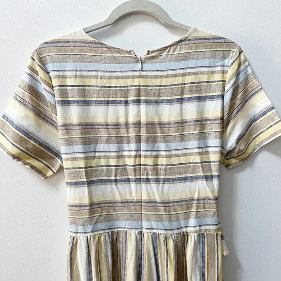 Ces Femme Pastel Short Sleeve Jumpsuit Women's Small Striped Cotton Wide Leg - Picture 6 of 16